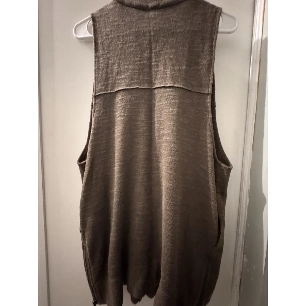 FREE PEOPLE Slub Knit Highway Vest‎ Olive Green Cardigan Sz Small
